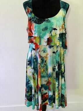Pretty Woman Floral Multicolor Sleeveless Travel Summer Beach Midi Sundress S-XL